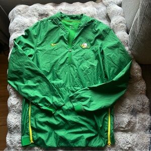 Nike Green Windbreaker Jacket with Yellow Accents